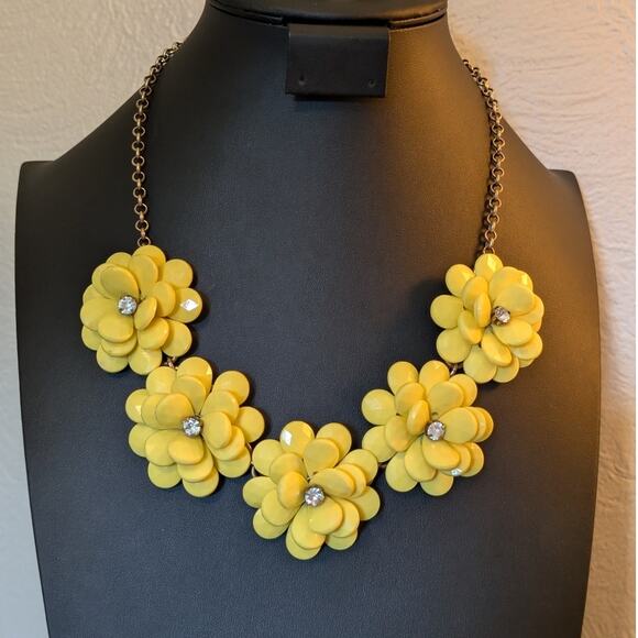 J. Crew Yellow Flower Statement Necklace - Picture 1 of 8